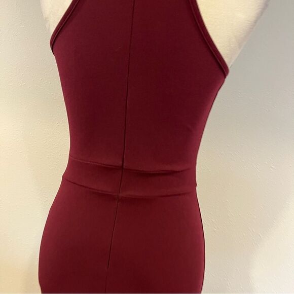 WOOSEA halter High Neck Split Bodycon Mermaid Evening Cocktail Long Dress - Picture 8 of 15